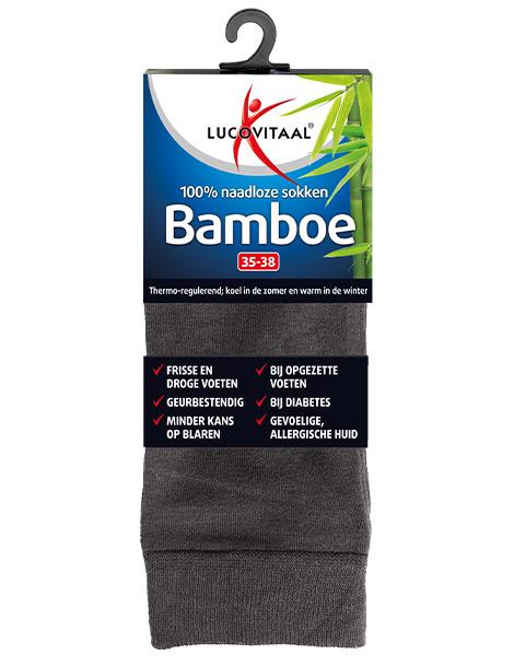 Bamboe sok lang antraciet maat 39-42