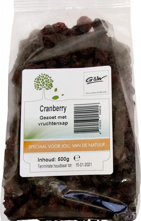 Cranberry gezoet vruchtsap 500 gram