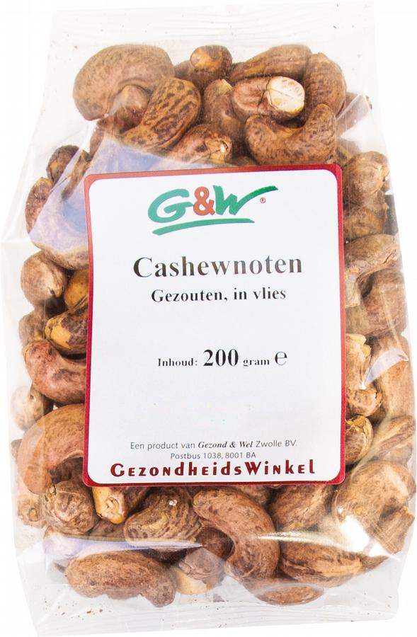 Gezouten cashew in vlies 200gr