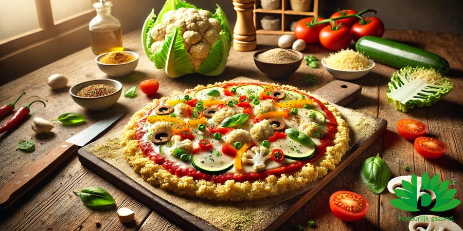 Gezonde en lekkere pizza met bloemkoolbodem