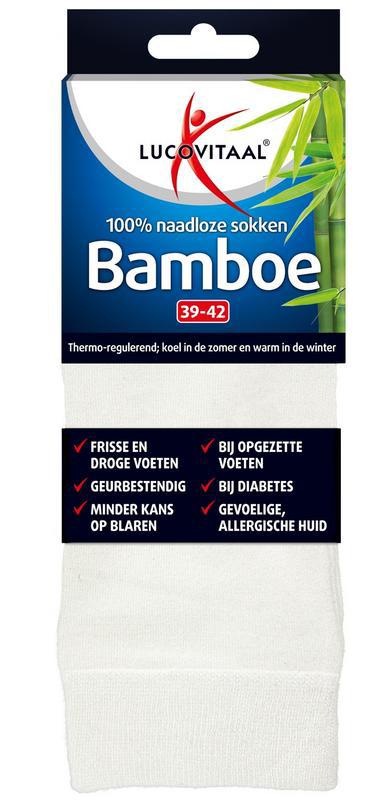 Bamboe sok lang wit maat 39-42