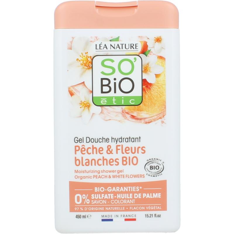 Showergel peach & white flowers bio