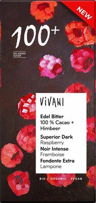 Vivani Chocolade puur 100% + framboos bio