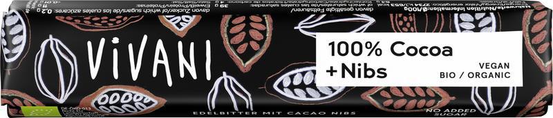 Chocolate to go puur 100% + nibs bio