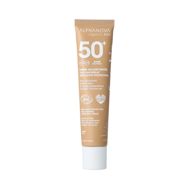 Sun bio tinted sunscreen cream golden SPF50+
