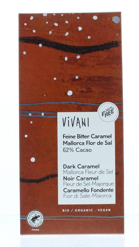 Chocolade puur caramel zeezout 62% bio
