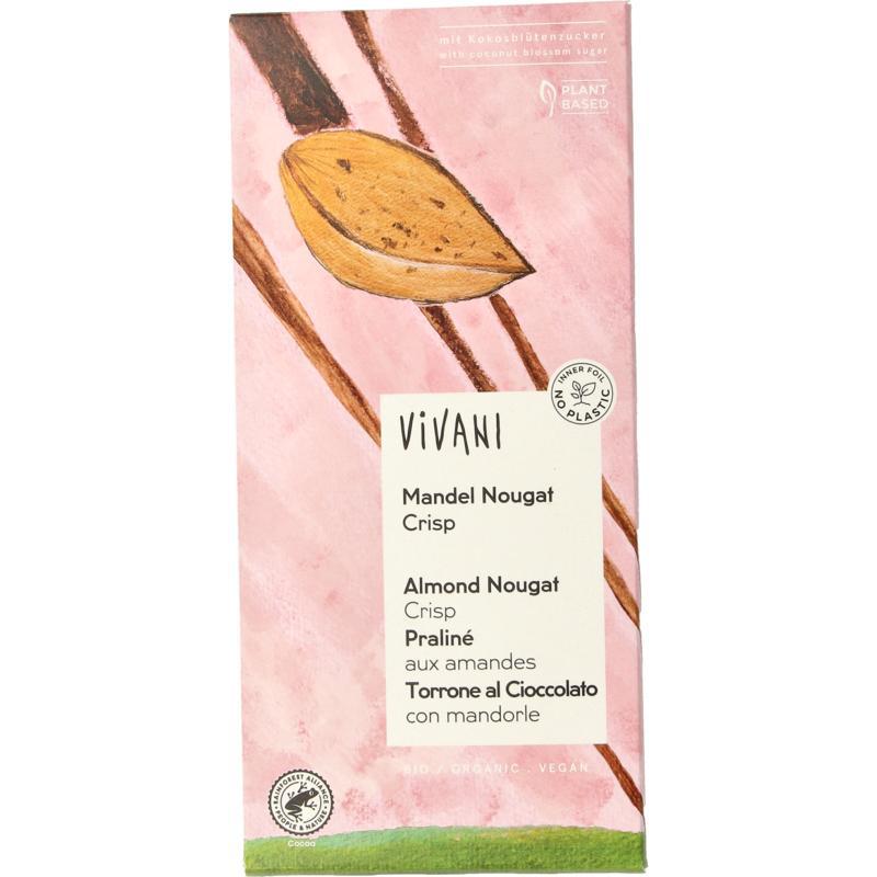 Chocolade vegan amandel nougat crisp bio