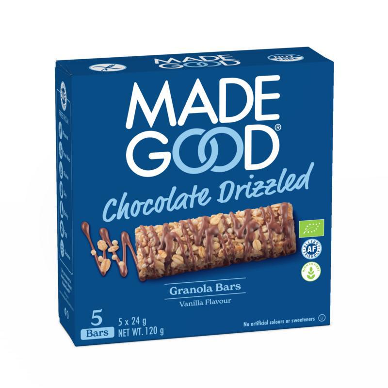 Vanille granolarepen met chocoladestrepen