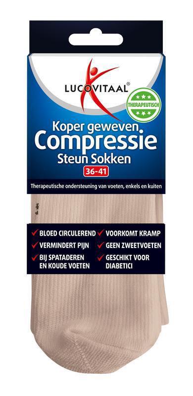 Koper compressie sok maat 36-41 huidskleur