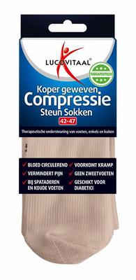 Lucovitaal Koper compressie sok maat 42-47 huidskleur