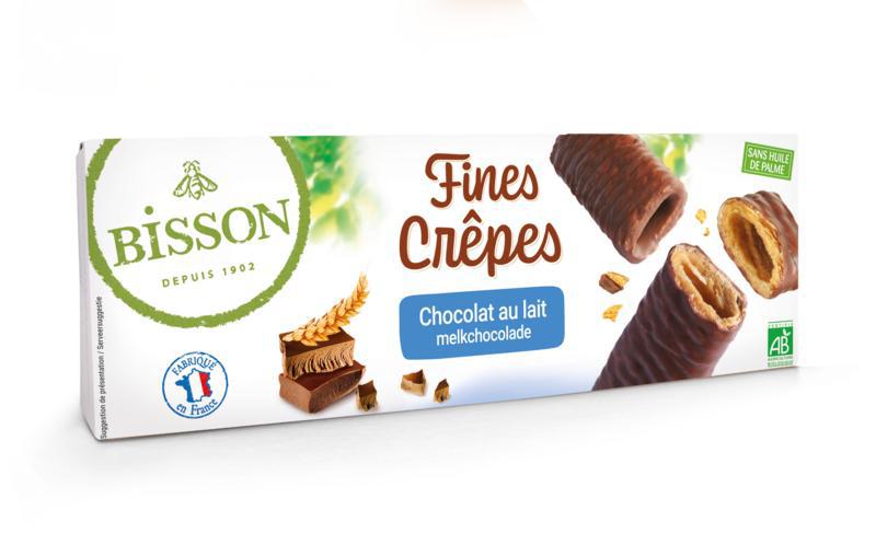 Krokante wafelrolletjes met melkchocolade bio