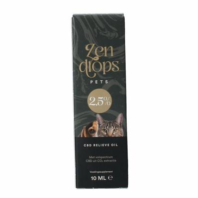 Zendrops CBD olie huisdieren 2.5% hond en kat