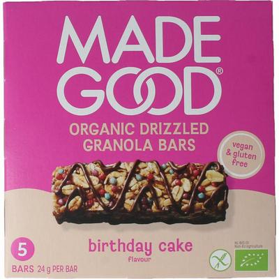 MadeGood Granola bar birthday cake bio