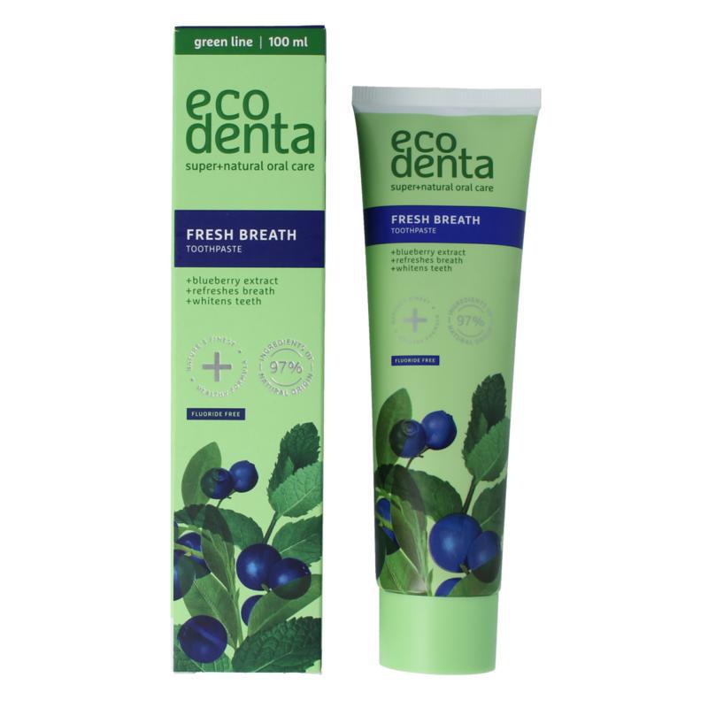 Tandpasta fresh breath bosbessenextr green line