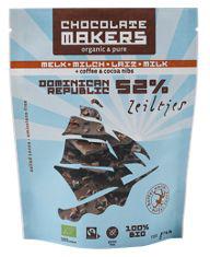 Chocolatemakers Zeiltjes melk 52% met cacaonibs & koffie bio