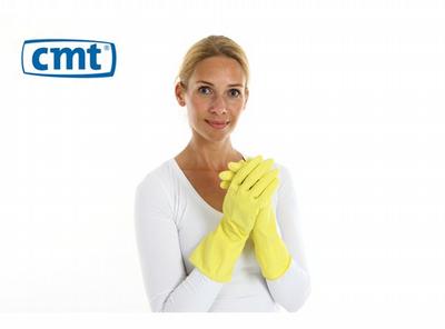 CMT Huishoudhandschoen rubber geel maat S