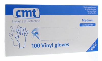 CMT Onderzoekshandschoen vinyl wit poedervrij M