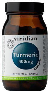 VIRIDIAN organic turmeric 400mg vir 90cap