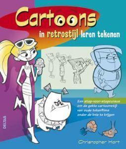 Merkloos cartoons retrostijl lertekenen boek