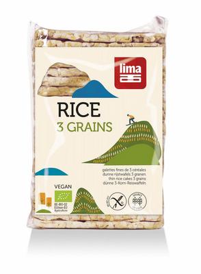 Lima Rijstwafels recht dun 3 granen bio