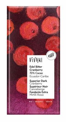 Vivani Chocolade puur superieur cranberry Ecuador bio