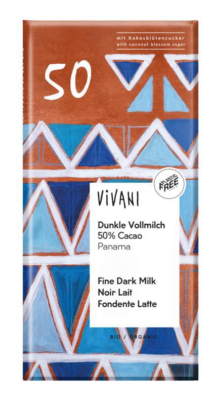 Chocolade melk donker 50% kokosbloesemsuiker bio