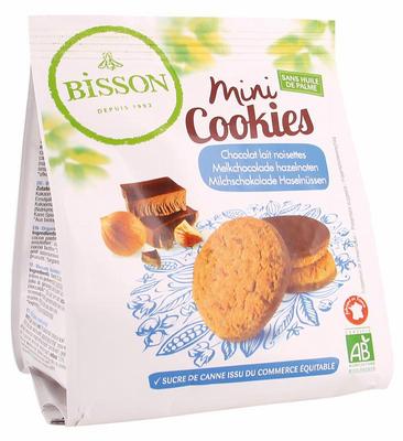 Bisson Mini cookies melkchocolade hazelnoot bio