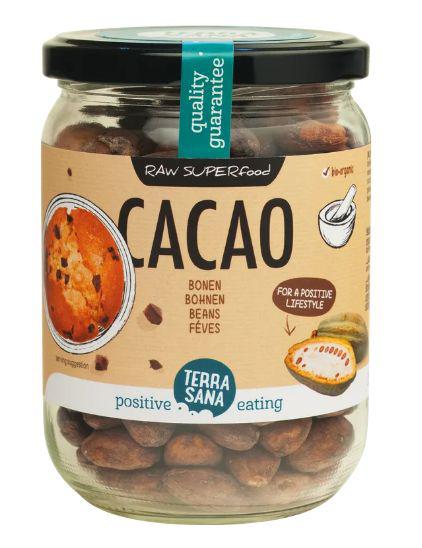 Raw cacao bonen in glas bio