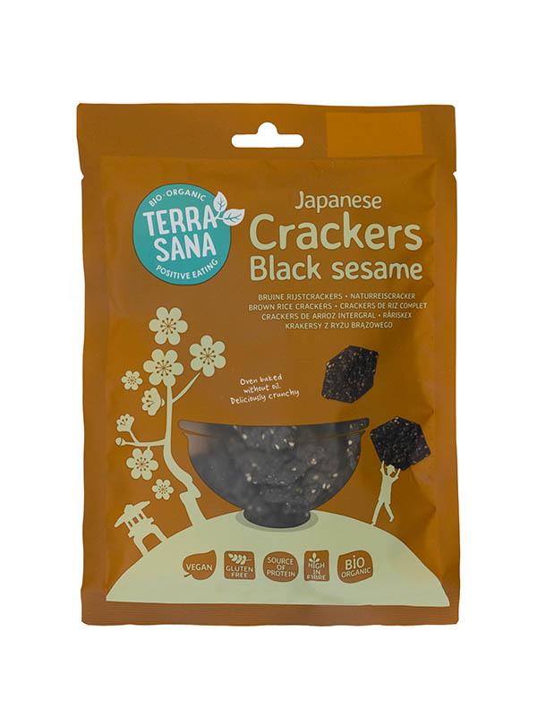 Japanse bruine rijstcrackers zwarte sesam bio