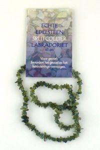 Steengoed splitcollier 45cm labradoriet 1kaart