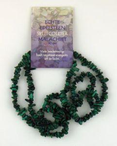 Merkloos splitcollier 90cm malachiet 1kaart