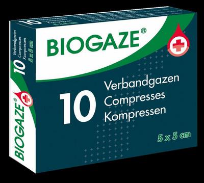 Biogaze Verbandgazen/Kompressen 5 x 5cm