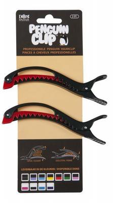 ONBEKEND \ MERKLOOS penguin haarclips zwart/rood 2st