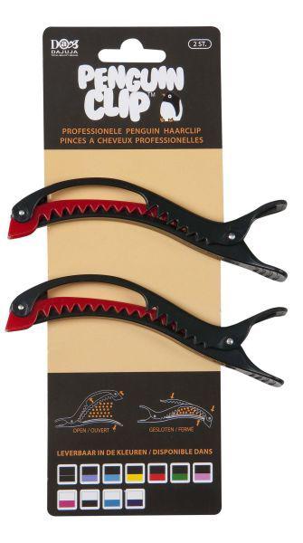 penguin haarclips zwart/rood 2st