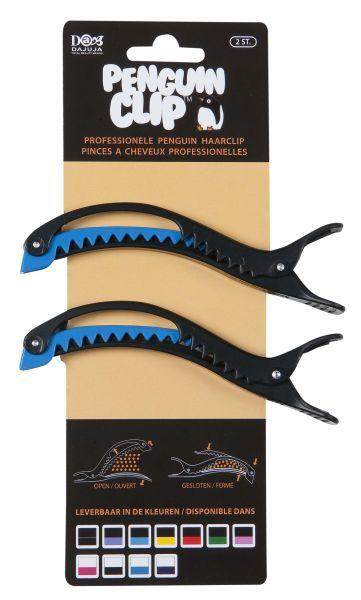 penguin haarclips zwart/blauw 2st