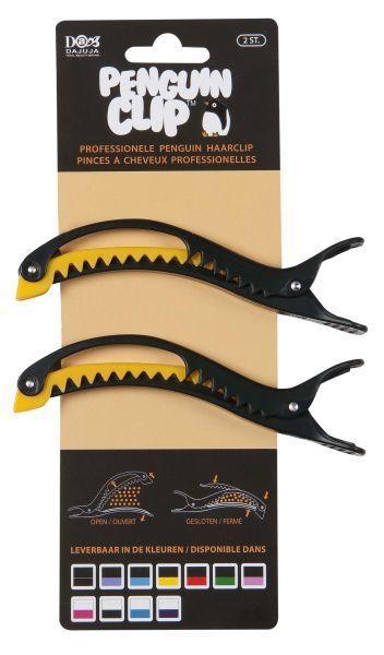 penguin haarclips zwart/geel 2st