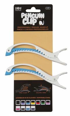 ONBEKEND \ MERKLOOS penguin haarclips wit/blauw 2st