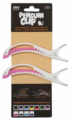 ONBEKEND \ MERKLOOS penguin haarclips wit/rose 2st