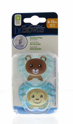 BROWN Fopspeen prevent animal faces F2 blauw