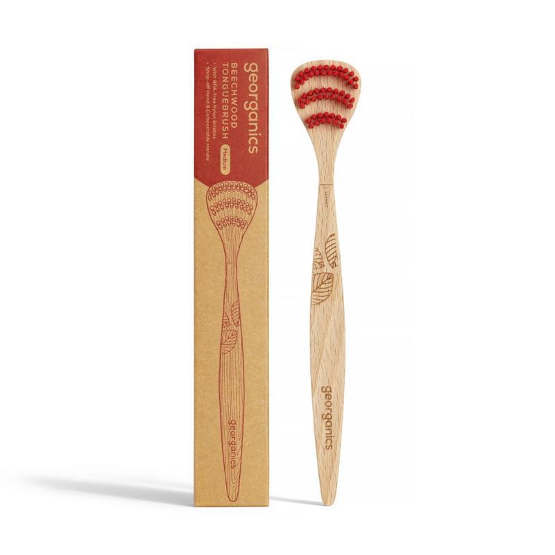 Tongue brush medium beechwood
