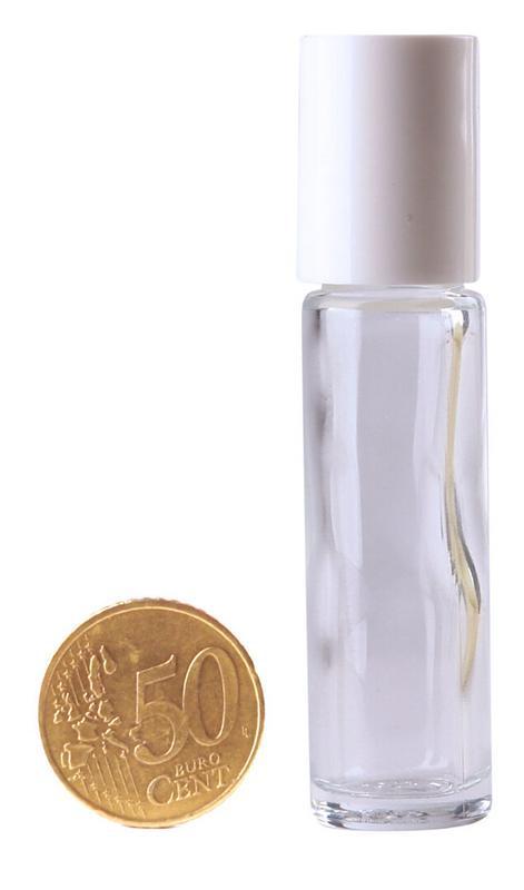 Rollerflesje helder glas 10ml incl witte dop