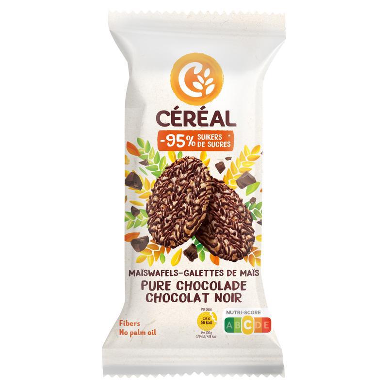 Maiswafels met pure chocolade minder suikers