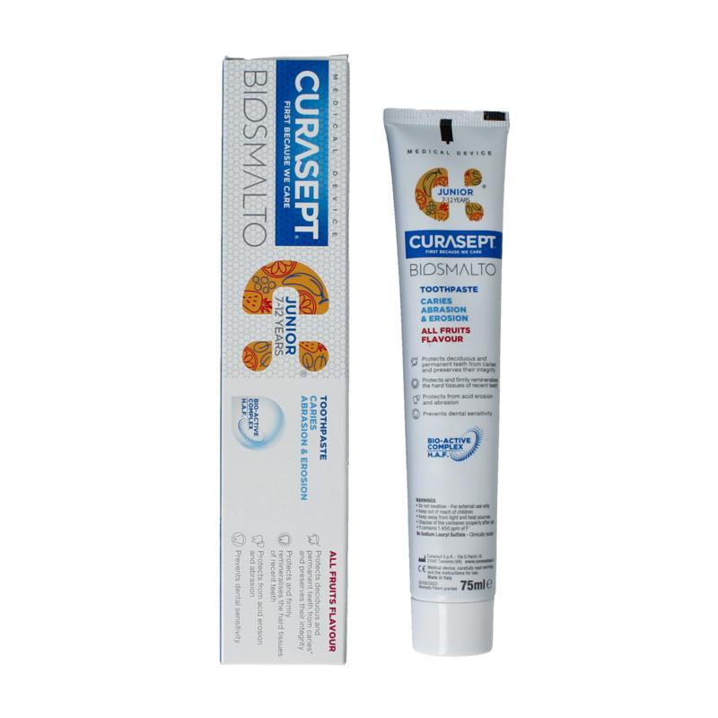 Biosmalto tandpasta junior caries erosie slijtage