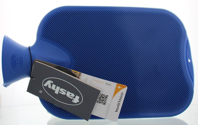 Kruik warm waterzak saphir dubbel geribbeld blauw