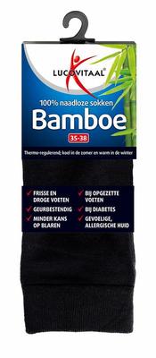 Lucovitaal Bamboe sok lang zwart maat 35-38