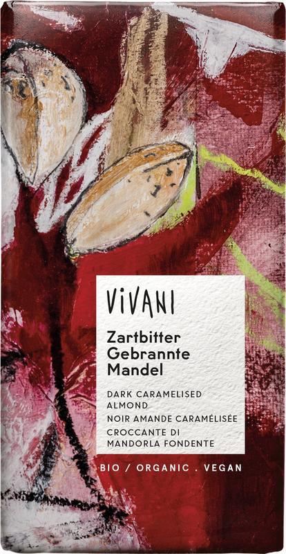 Chocolade puur met gekarameliseerde amandelen bio