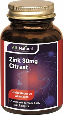 All Natural Zink citraat 30mg