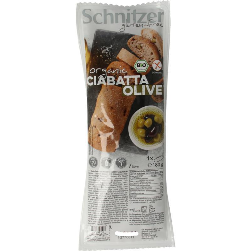 Ciabatta met olijven glutenvrij bio