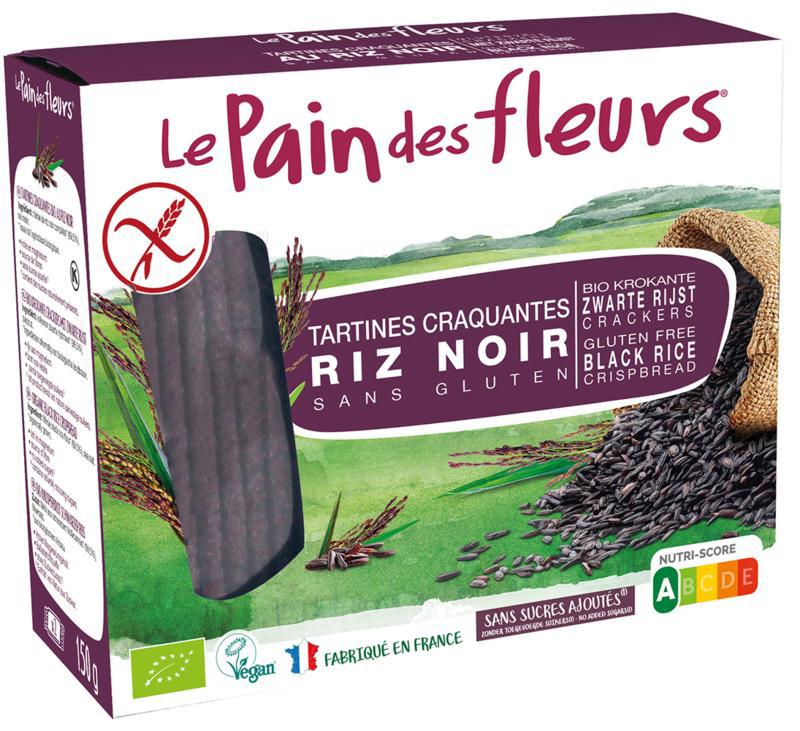 Krokante crackers zwarte rijst glutenvrij bio