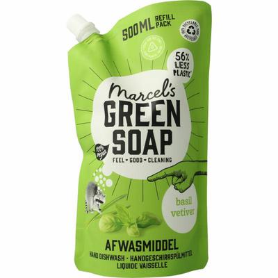 Marcel's Green Soap Afwasmiddel basilicum & vertivert gras navulling